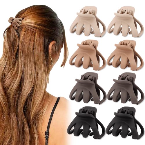 Atoden Small Hair Clips Octopus Claw Clips for Thin Hair Medium Hair 8Pcs 1.6'' Mini Neutral Jaw Clips for Fine Short Hair Accessories for Women Girls