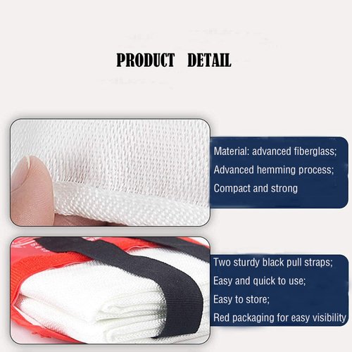 TONYKO Fiberglass Fire Blanket for Emergency Surival, Flame Retardant Protection and Heat Insulation with Various Sizes (39.3×39.3 inches)