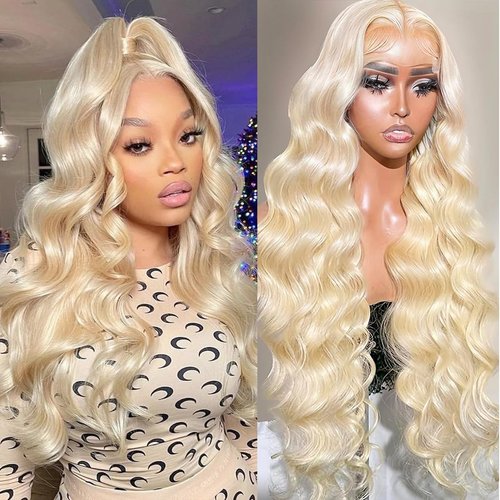 DPQDPQ 613 Lace Front Wig Human Hair 200% Density Blonde wig Human Hair 13x6 Body Wave Blonde Wigs for Women Brazilian Virgin Hair HD Transparent Lace Front Wigs Human Hair Pre Plucked 26 Inch