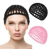 WLLHYF Wig Cap Thick Long Hair Caps Adjustable Elastic Net Anti-Slip Mesh Braided Weaving Making Crochet Sew Weave Fishnet Part Grip Headband Hat Women(Black/Pink)