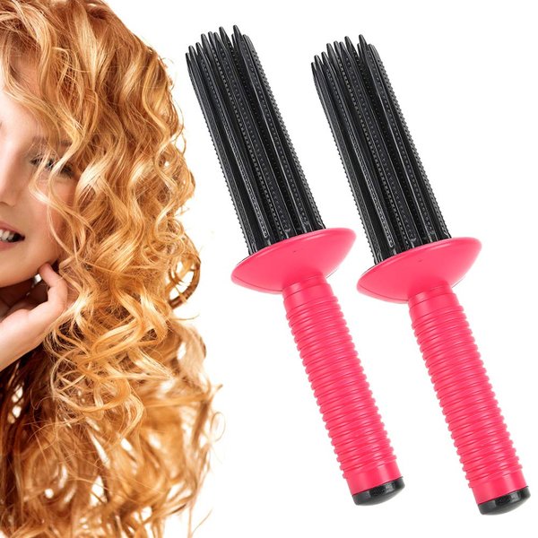 Fluffy Curling Wand and Anti-Slip Hair Comb for Women - 2pcs Pin Curl Tool and Root Comb for Voluminous Hairstyling (17 Comb Teeth)