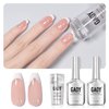GAOY French Manicure Kit, Nail Stamper and 2Pcs Gel Nail Polish, Include Nude Jelly Pink White Colors for French Tip, UV Light Cure
