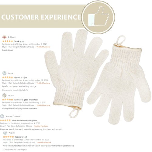 Exfoliating Glove - Body Scrub for Smooth and Soft Skin - Body Exfoliator for Ingrown Hair Dead Skin Remover and Itchy and Flaky Skin - Scrubber Shower Accessories for Women and Men 1 Pair Glove