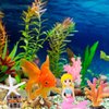 Muzero Fish Tank Aquarium Decoration Set, Mini 100pcs Glowing Pebbles Liminous Rocks, Teatle Mermaid Starfish Coral Treasure Chest Ornaments for Micro Landscape Waterscape Fish Tank Aquarium Decor