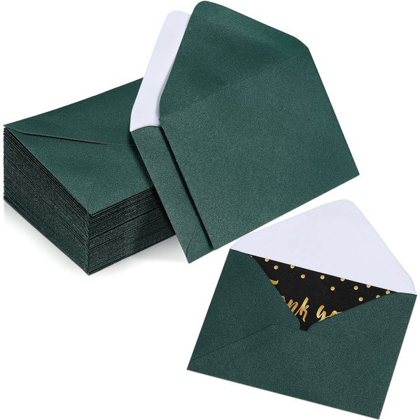 Yahenda 200 Count Mini Gift Card Envelopes Bulk Wedding Pocket Small Paper Envelopes Gift Card Sleeves Greeting Business Tiny Pocket for Graduation Engagement Mother's Day 4 x 2.7 Inch(Green)