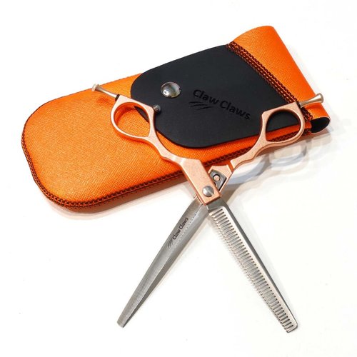 Claw Claws 6.6" Curved Hair Cutting Scissors with Lightweight Alu Handle and Japanese 440C Stainless Steel Blades for Home Use. Symmetrical Design (Thinning Scissors), 42-Teeth V type Thinning Shears