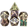 Maywin Metal DND Dice Set, 7PCS Polyhedral D&D Dice Set,Glitter Crack Dice Set for Dungeons and Dragons Role Playing Game(Antique Blue 7 Colors)