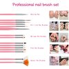 71 in 1 Nail Art Brushes Set with Resin Nail Art Palette, 50 Pcs Clear Nail Swatch Sticks, 5 Pcs Nail Dotting Pens, Nail Tech Supplies Tools for Nail Art