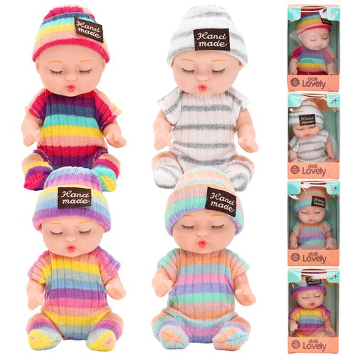 Miunana 4 Pcs Mini Baby Dolls 3 Inch Realistic Sleeping Cute Small Baby Doll Toys with Rainbow Pajamas for Kids Gifts Set