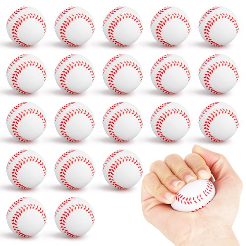 Waenerec Mini Baseball Stress Ball 20 Packs Baseball Party Favors Small Foam Squeeze Anxiety Toy Sports Squishy Ball for Kids School Carnival Reward Baseball Party Decorations Supplies