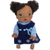 Sophia's 2 Piece Winter Velour Snowflake Embroidered Dress and Striped Long Sleeve Shirt for 15 Inch Dolls, Navy