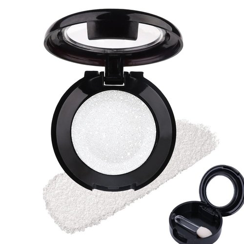 CAKAILA Single Pearl White Matte Shimmer Eyeshadow,Bright High Pigment Intense Monochrome Eye Shadow,Comes With Eyeshadow Brush and Mirror,24 Hour Eye Makeup Longwear Waterproof,Blendable