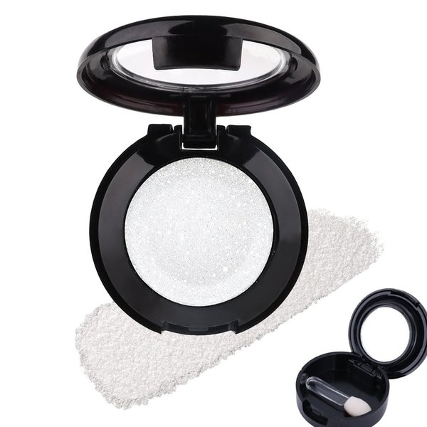 CAKAILA Single Pearl White Matte Shimmer Eyeshadow,Bright High Pigment Intense Monochrome Eye Shadow,Comes With Eyeshadow Brush and Mirror,24 Hour Eye Makeup Longwear Waterproof,Blendable