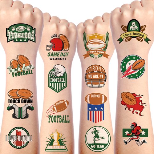 280 Pcs Football Temporary Tattoos Football Face Body Stickers Touch Down Favors Tattoos Removable Temporary Tattoo Stickers for Sports Event Game Football Supplies for Kids Adults Party Decorations