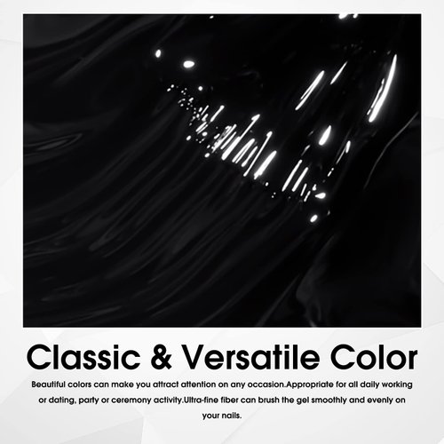 VENALISA Gel Nail Polish, 12ml Black Color Soak Off UV LED Nail Gel Polish Nail Art Starter Manicure Salon DIY at Home, 0.43 OZ
