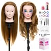 Neverland Beauty Mannequin Head with 50% Real Human Hair, 24 Inch Makeup Hairdressing Training Head Braiding Mannequin Head Manikin Styling Head Cosmetology Practice Doll Head with False Eyelashes #27