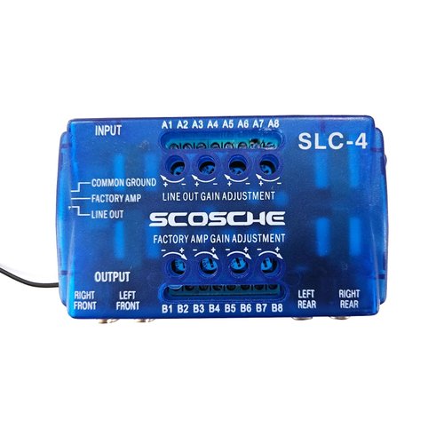 SCOSCHE SLC4 Car Stereo Speaker 4-Channel Audio Lineout Converter/OEM Amplifier Adapter with Adjustable Level Controls
