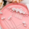 Geosar Wedding Hair Accessories, Hair Clip Set of 9 including Pearl Hair Comb and Pearl Hair Pins for Brides, Bridesmaids, Women (Elegant Style, Silver)