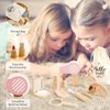 OESSUF Wooden Makeup Toy Sets for Girls, Toddlers Fake Makeup Kit, Pretend Wood Beauty Salon Toys for Kids Little Girls Princess, Christmas Birthday Gift Toy for 3 4 5 6 7 8 9 10 Year Old