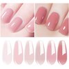 Vishine Nude Gel Polish Kit, Sheer Milky Pink Jelly Transparent Nail Polish UV LED Gel Nail Polish Varnish Nail Art DIY Saon 6Pcs 8ML