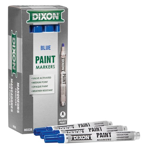 Dixon Industrial Paint Markers, Medium Tip, Box of 12 Markers, Blue (80228)