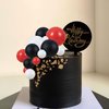 Gyufise 30Pcs Ball Cake Topper Decorations Mini Balloons Cake Topper Sticks Foam Balls Cake Picks Cake Topper Balls Cake Decorations for Wedding Party Birthday Cake Decorating Red Black White