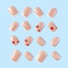 LPOODDNU Christmas Press on Nails Short Fake Nails, White French Tip Christmas Nails with Snowflake Designs Cute Nude Artificial Nails Winter Square Shape False Nails with Glue Tabs for Women, 24Pcs