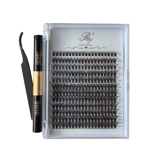 Choshim DIY Lash Extensions Cluster Eyelashes 240PCS Individual Lashes 9-16mm Mix Lash Clusters, Lash Bond and Seal, Lash Tweezer for DIY Eyelash Extensions(40D, 0.07D, 9-16MM, KIT)