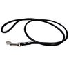 Round Genuine Rolled Leather Dog Leash 52" Long 3/8" Wide Black for Medium Breeds