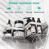 YASONIC Corner Shower Caddy, 3-Pack Adhesive Shower Caddy with Soap Holder and 12 Hooks, Rustproof Stainless Steel Bathroom Shower Organizer, No Drilling Wall Mounted Shower Rack, Brushed Silver