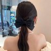 Xeahung 2 Pcs Hair Ribbon Bow Hair Clips Pink Ribbon Bow Clips for Women Bows Ribbon Hairpins Ponytail Barrettes with Bows Metal Clips Barrette Hair Bows for Toddler Girls Teens Adults (Black)
