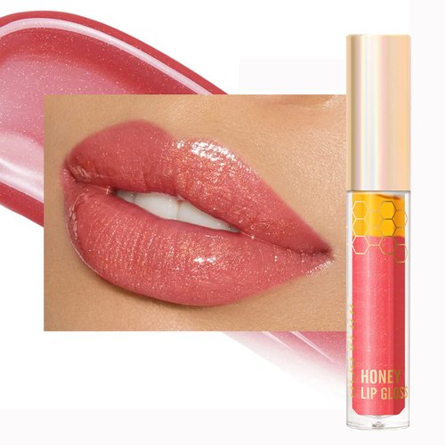 MIESCHER Colored Moisturizing Lip Gloss,Honey Lip Gloss Essence Plumping Lip Stain Non-sticky Lasting Tint Hydrating Liquid Lipgloss Lip Oil Layered Design High Shine Peach Lip Gloss Nourish Gloss(07)