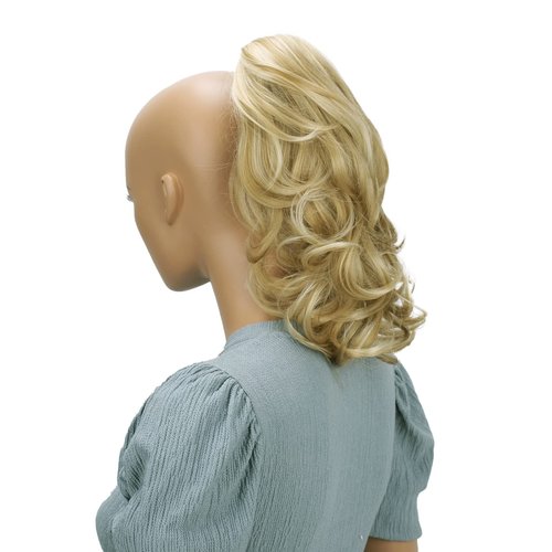 CAISHA 14" Wavy Clip On Ponytail With Butterfly Clip Hairpiece Heat-resistant Synthetic Fibres Blonde Mix H83