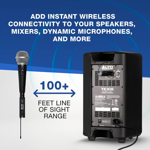 Alto Professional Stealth 1 - Mono UHF XLR Wireless Audio System, Transmitter and Receiver for Powered Speakers, Mixers and Dynamic Microphones,black