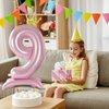 Eoopoon 42 Inch Crown Pink Number Balloon, Number 1 Balloon with Base for Girls 1th Birthday Party Decoration, Anniversary Decor Theme Party Supplies (Pink 1)