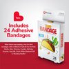 BioSwiss Bandages, Taco Shaped Self Adhesive Bandages, Latex Free Sterile Wound Care, Fun First Aid Kit Supplies for Kids, 24 Count