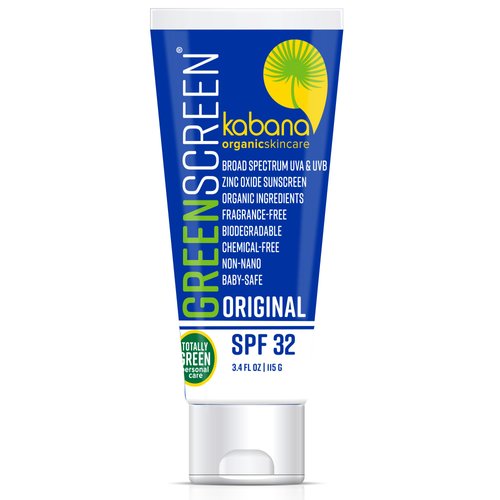 Green Screen Reef Safe Sunscreen, SPF 32 Zinc Oxide Mineral Sunscreen, 91% Organic Ingredients, Vegan, TSA Carry On Compliant, Broad Spectrum, Unscented, Non-Greasy, Matte Finish, 3.4 fl oz, 115g