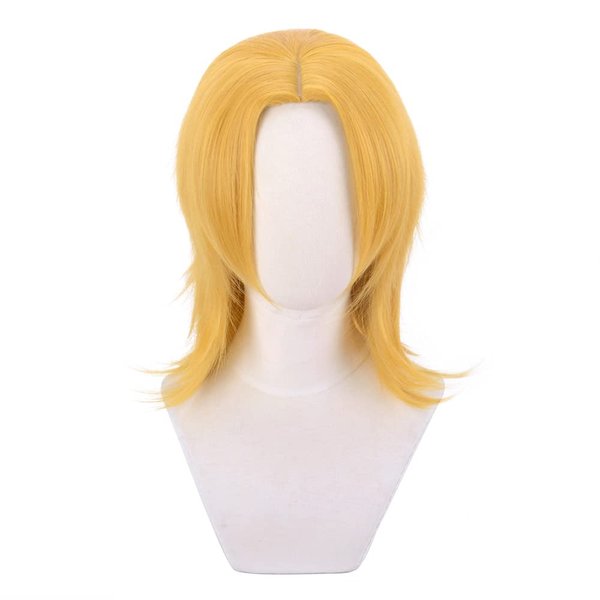 osseoca Johnny Joestar Golden Shoulder Length Synthetic Hair Anime Halloween Carnival Comic Exhibition Cosplay Hair Natural COS Ombre Wigs with Bangs