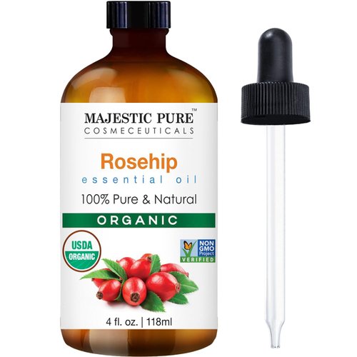 Majestic Pure Organic Rosehip Oil | USDA Organic Oil Rose Hip for Face, Skin, Hair &amp; Massage | Ac...