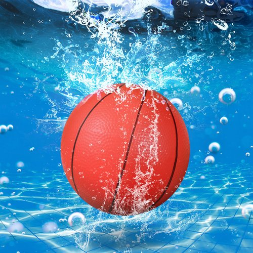 Swimming Pool Toys Ball Inflatable Pool Ball Underwater Game Pool Ball with Hose Adapter for Under Water Passing, Dribbling, Pool Games, Teens, Adults, Ball Fills with Water or Air (Basketball)