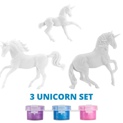 Breyer Horses Stablemates Unicorn Family Paint Set | 3 Unicorn Set | 1:32 Scale | Horse Toy | Model 4262, Yellow