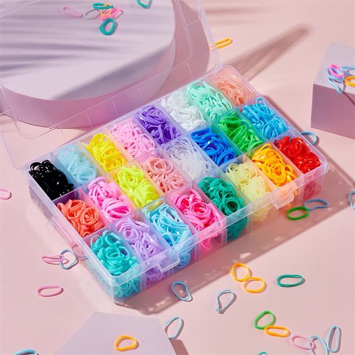 UUYYEO 1500 Pcs Colorful Hair Rubber Bands Small Elastic Hair Ties Kids Mini Hair Elastics Hair Braiding Bands with Organizer Box for Girls