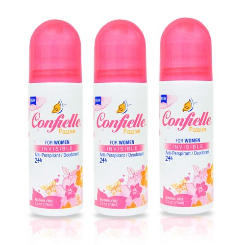 Confielle Passion Women Invisible Anti-Perspirant Deodorant 24 Hrs 2.5 oz 3-Pack