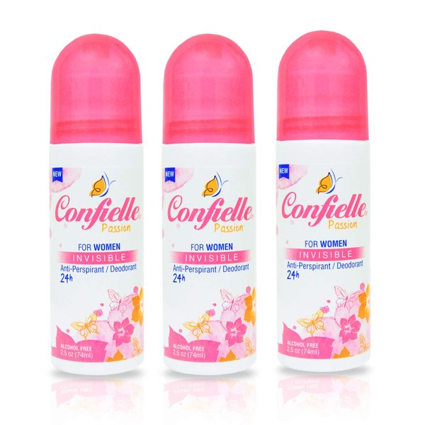 Confielle Passion Women Invisible Anti-Perspirant Deodorant 24 Hrs 2.5 oz 3-Pack