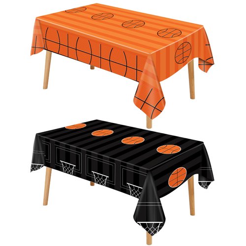 Qyeahkj 2 Pack Basketball Plastic Tablecloth Basketball Sports Themed Party Decorations 108 x 54 in Basketball Birthday Disposable Table Covers Boys Basketball Birthday Party Supplies Party Favors