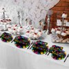 96 Pcs Neon Party Paper Plate and Napkins Neon Birthday Party Decorations Glow in the Dark Birthday Paper Supplies Disposable Glow Tableware for Party Favors 24 Guests