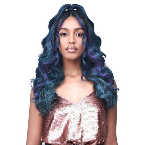 BOBBI BOSS 13X2 Deep Lace Synthetic Hair Wig - MLF418 ELEANOR, Updo Revolution Long Curly Style , High Heat Resistant Wigs (1, Jet Black)