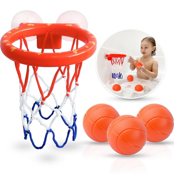 MARPPY Bath Toys - Bathtub Basketball Hoop for Kids, Toddlers - Mold Free Bath Toys & Shower Toys with Suction Cup and 3 No-Hole Balls - Bathtub Toys for Toddlers Boys & Girls