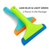 Super Flexible Silicone Squeegee, Auto Water Blade, Water Wiper, Shower Squeegee, 5.9'' Blade and 7.5'' Long Handle, for Car Windshield, Window, Mirror, Glass Door, Green+Lake Blue