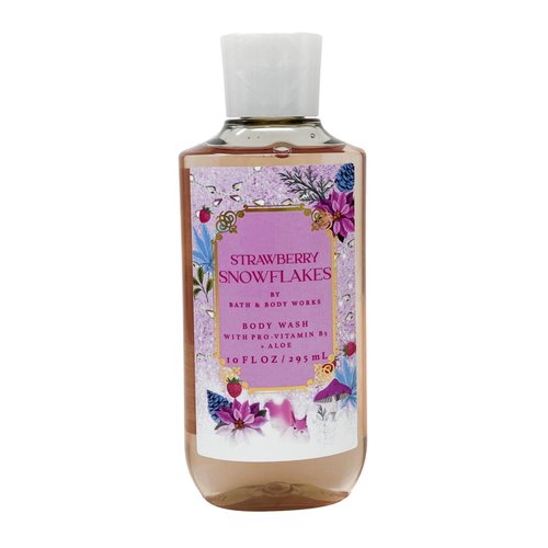 Bath & Body Works Strawberry Snowflakes - Duo Gift Set - Body Wash and Body Lotion With a Himalayan Salts Springs Soap., pink
